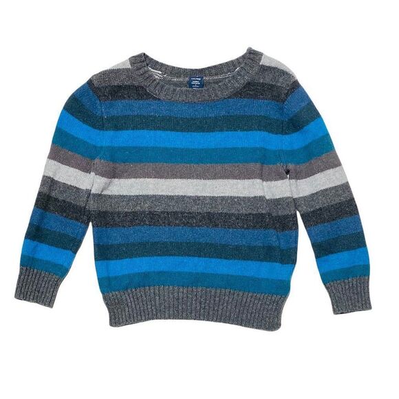 Baby Gap Knit Wool Blue and Grey Striped Sweater - Picture 1 of 2